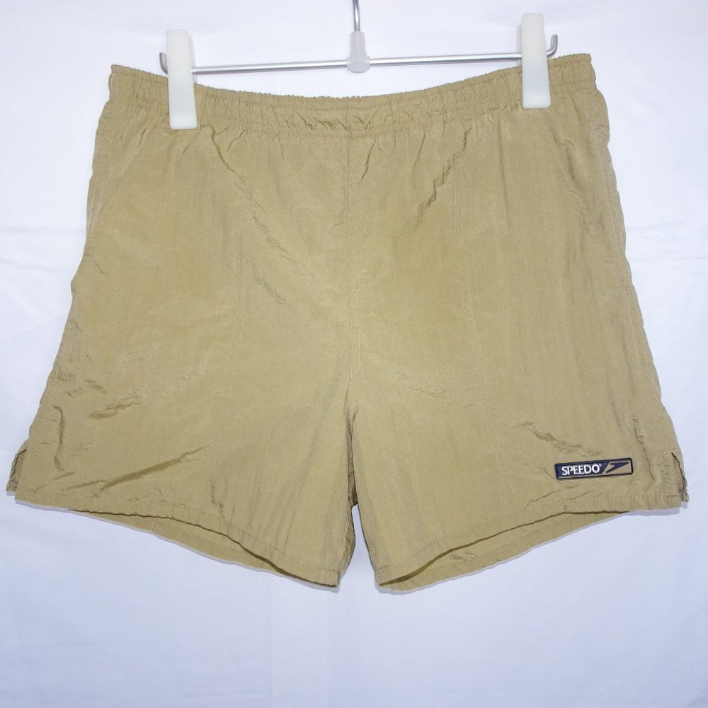 Speedo Vintage Nylon Khaki Color Swim Shorts